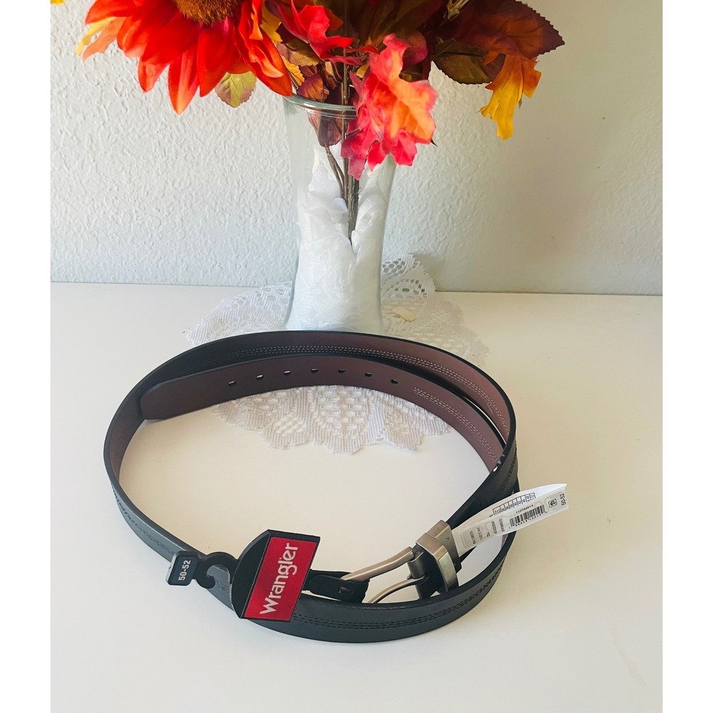 Wrangler Mens Reversible Belt Black Brown Bonded Leather Size 50-52 97FMR010